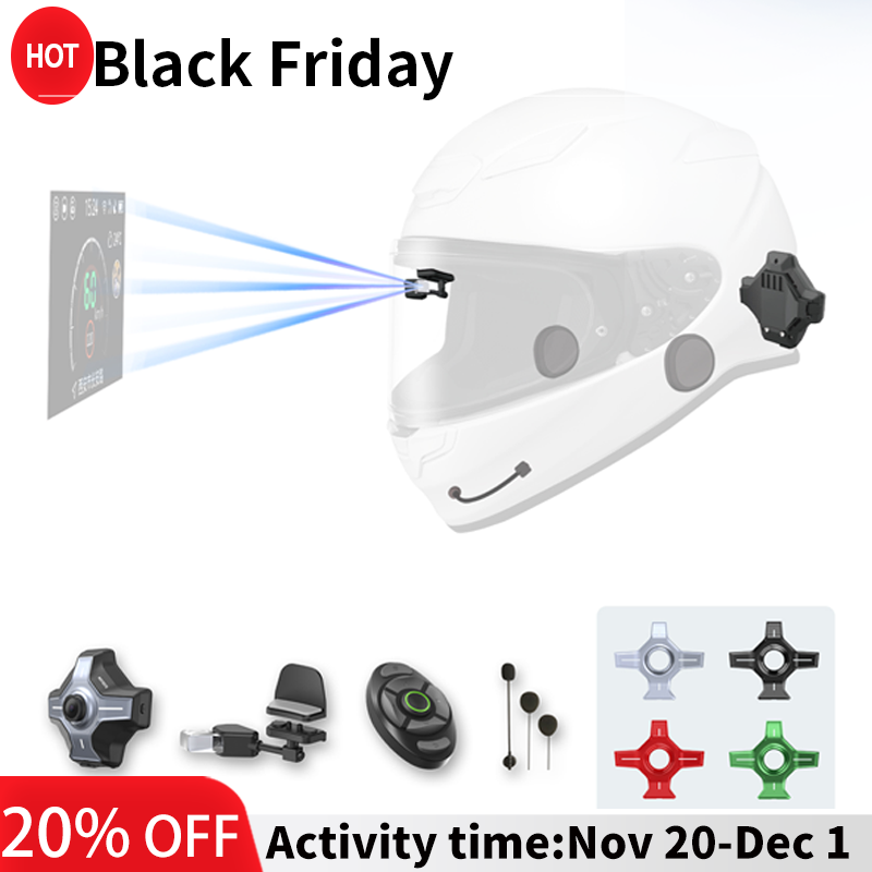 E6 Motorcycle Helmet HUD, Head Up Display, Bluetooth,GPS, CarPlay, Android Auto, Mesh Intercom, Rearview Camera, Remote Control, Noise Reduction, RGB Lights, IP66 for All Helmets