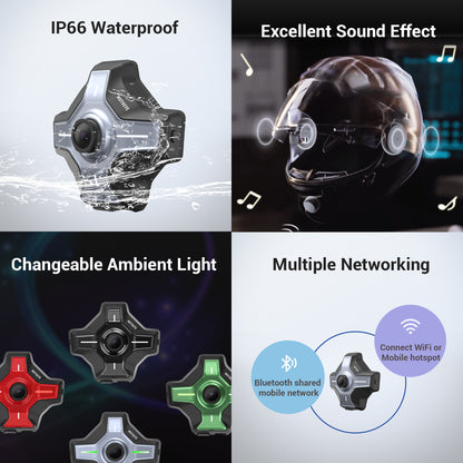 E6 Motorcycle Helmet HUD, Head Up Display, Bluetooth,GPS, CarPlay, Android Auto, Mesh Intercom, Rearview Camera, Remote Control, Noise Reduction, RGB Lights, IP66 for All Helmets