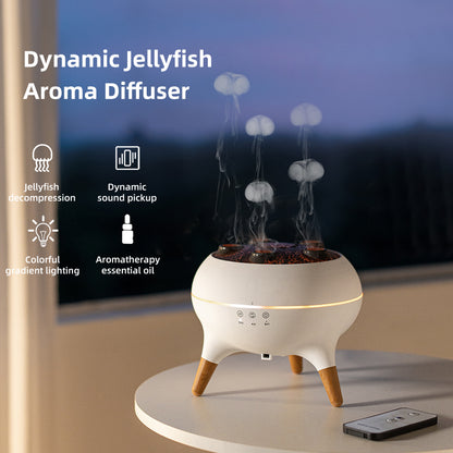 Dynamic Jellyfish Smoke Ring LED Night Light Atomizing Design Remote Control Aromatherapy D