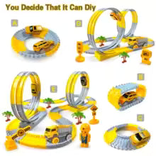 Children Electric Track Toy Car Engineering Minin Car Set Kids Puzzle Boy Toys Track Car Anti-gravity Track Train Gift for Kid