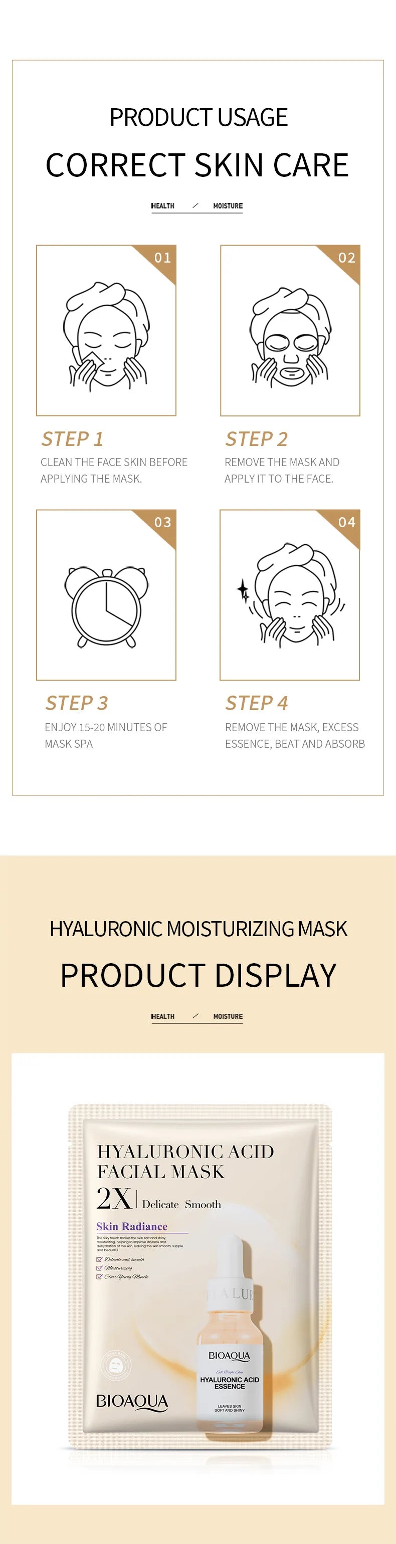 Lux Cove Anti-Aging Sheet Mask Set - 4 Premium Hydrating Masks