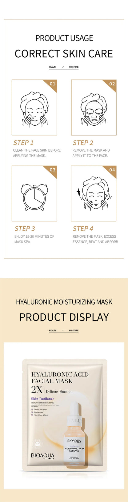 Lux Cove Anti-Aging Sheet Mask Set - 4 Premium Hydrating Masks