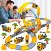 Children Electric Track Toy Car Engineering Minin Car Set Kids Puzzle Boy Toys Track Car Anti-gravity Track Train Gift for Kid
