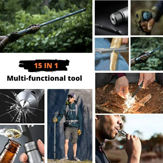 Tactical Hiking Stick w/ Integrated Survival Kit